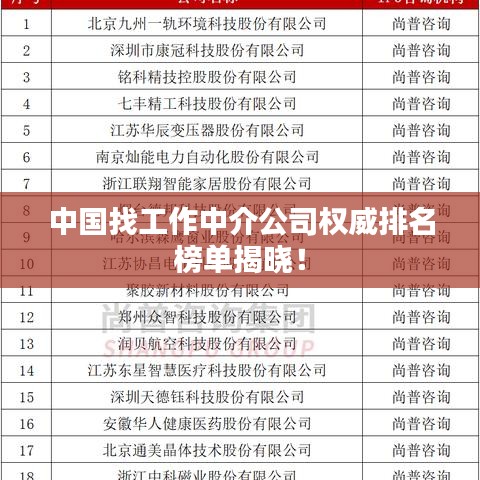中國找工作中介公司權威排名榜單揭曉！