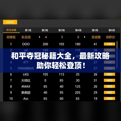 和平奪冠秘籍大全，最新攻略助你輕松登頂！